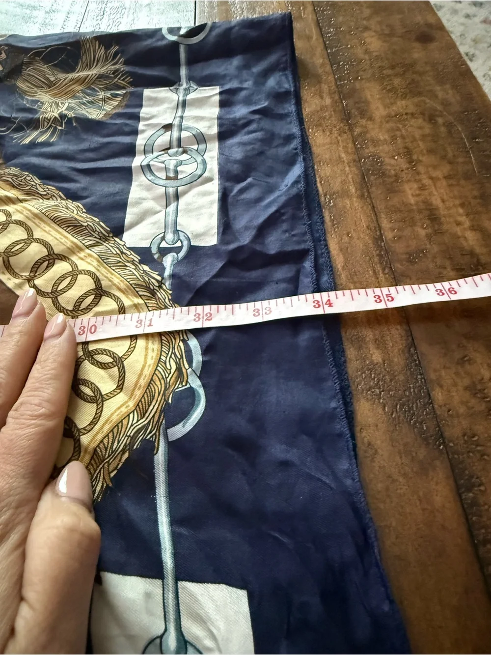 Maria Callas Italy Navy and Gold Square Scarf Cliquetis Design
